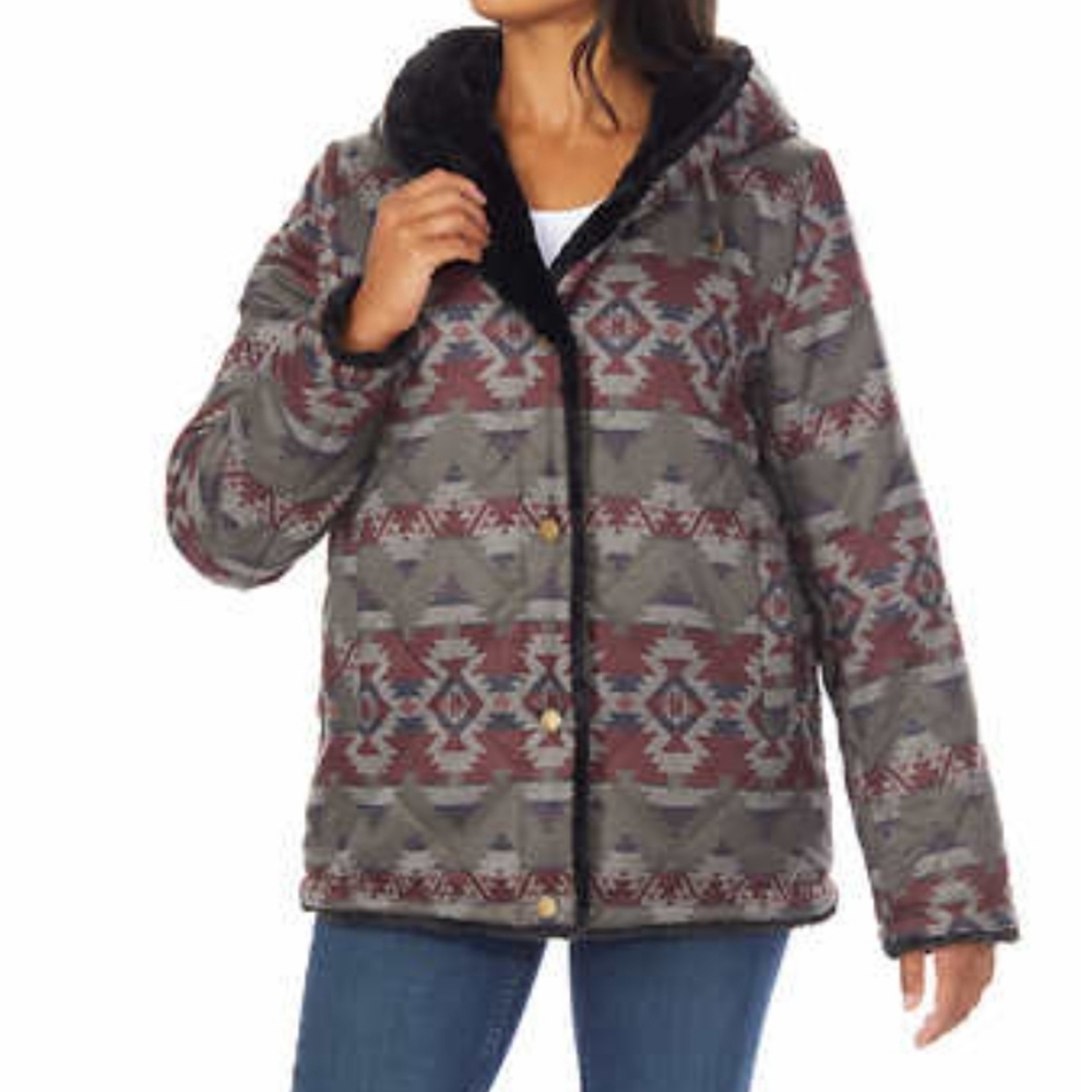 Pendleton Ladies' Reversible Faux Fur Printed Coat
